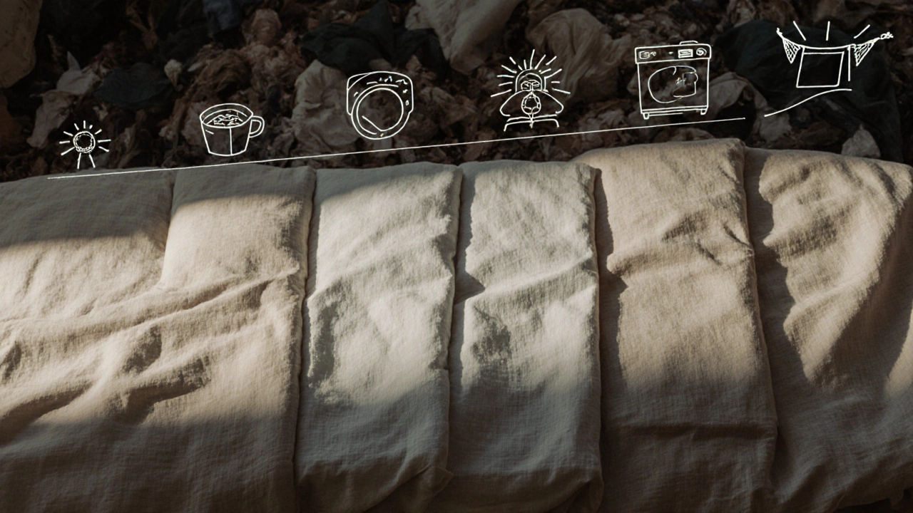 A linen sheet aging gracefully over time, showing strength after hundreds of washes.