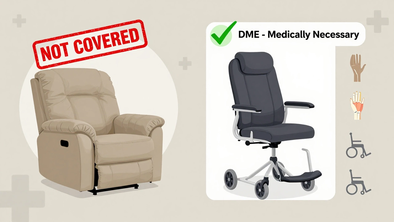Comparison of standard recliner vs. Medicare-approved medical recliner.