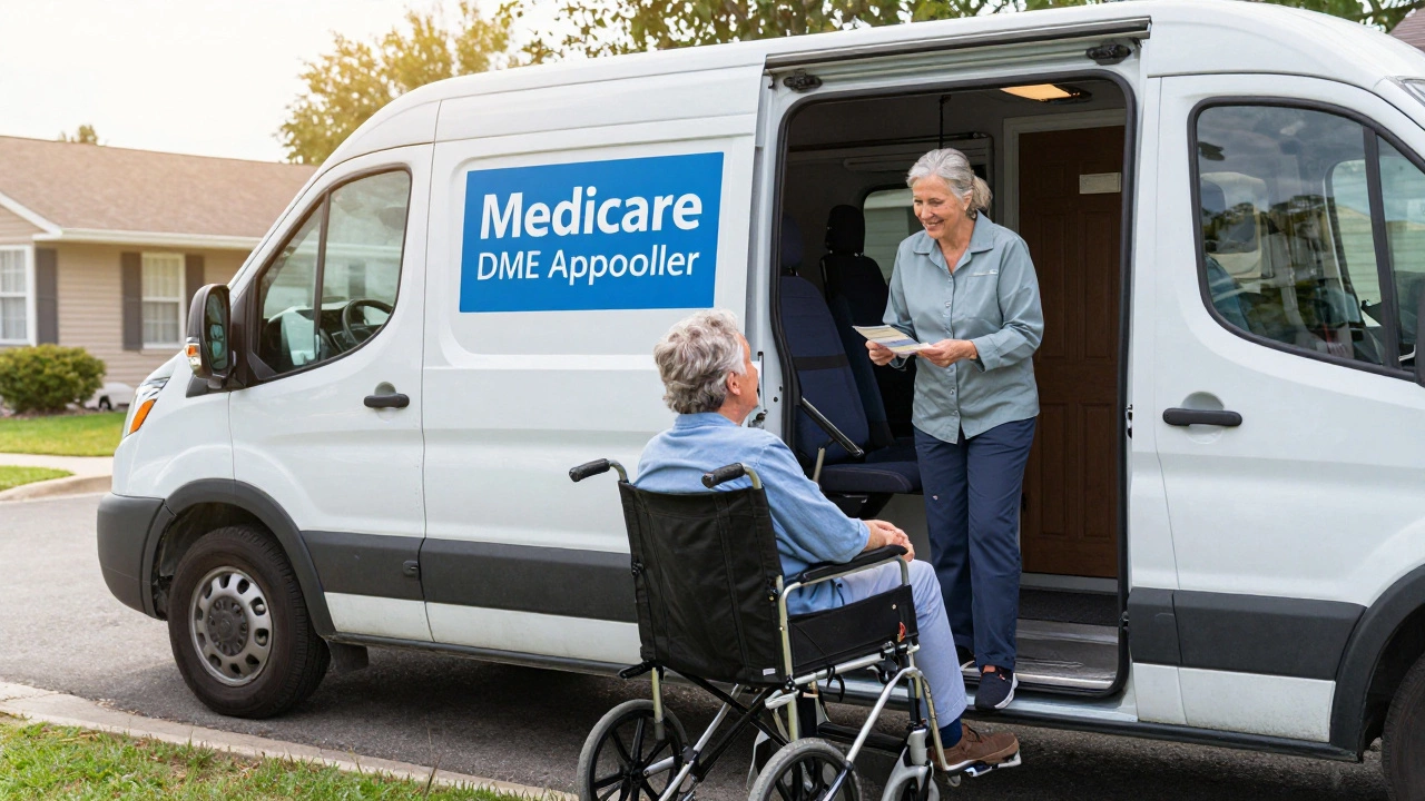 DME supplier delivering a Medicare-covered lift recliner to a patient's home.