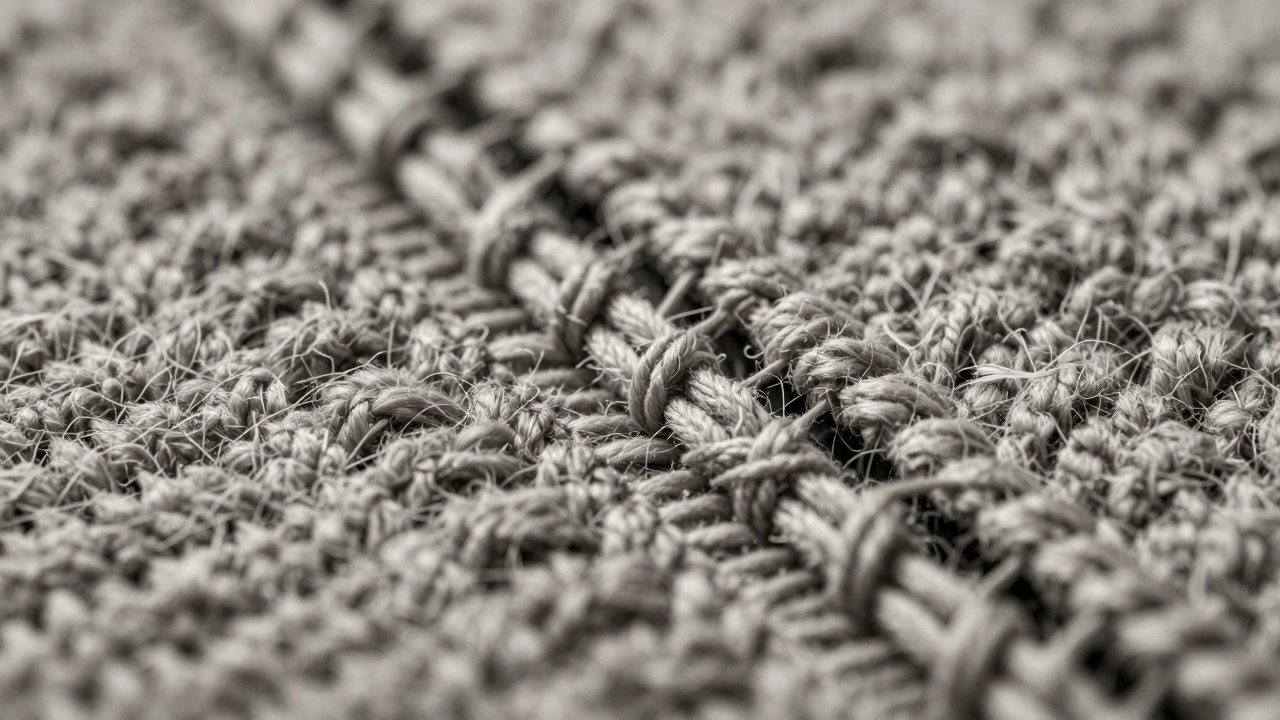 Close-up view of rug weave texture and construction