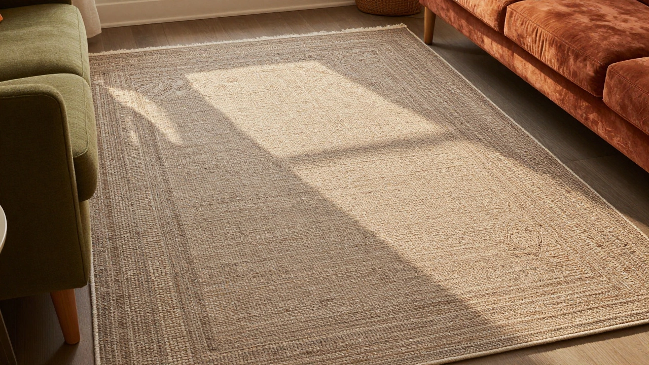 Hand-knotted wool rug in cozy living room setting