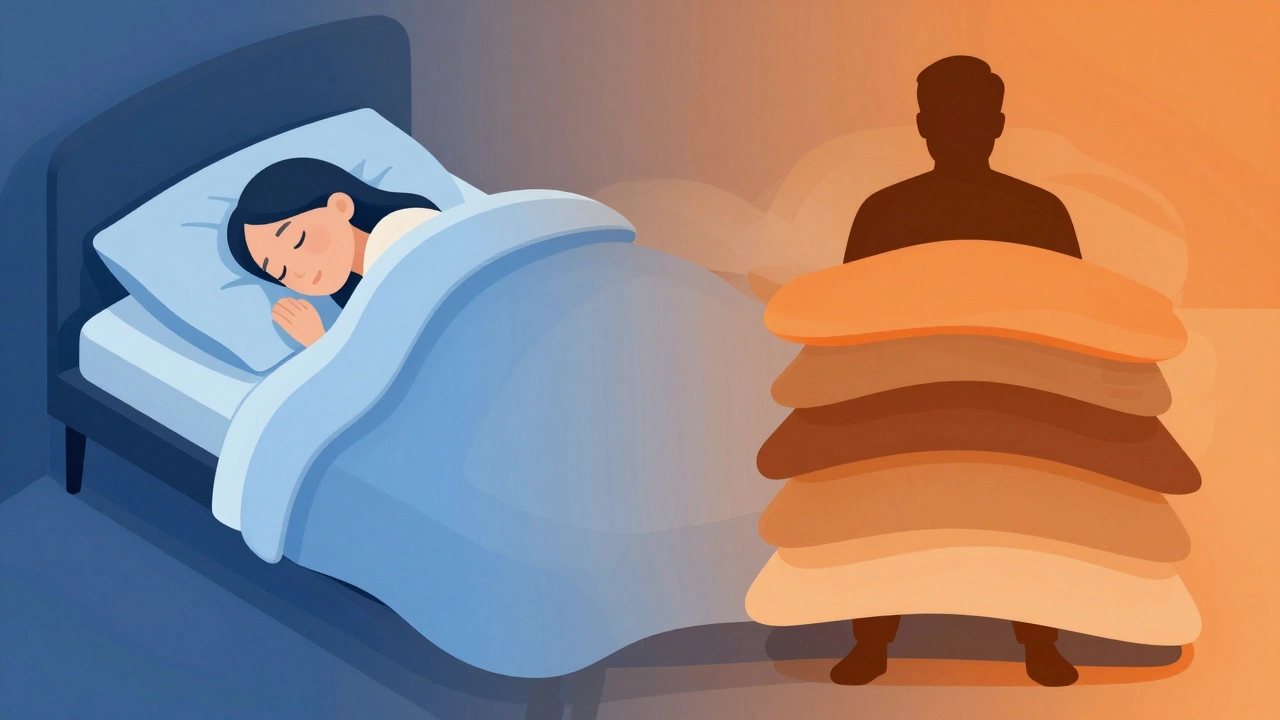 Person sleeping comfortably under a duvet cover for temperature control