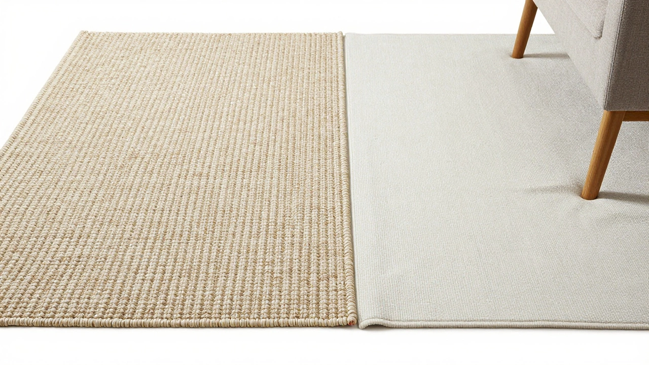 Comparison of durable wool vs matted synthetic rug textures