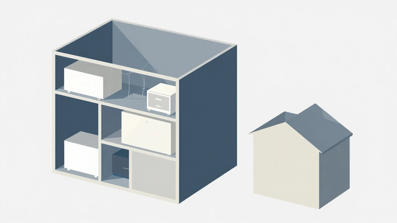 Abstract diagram comparing storage unit sizes and capacity