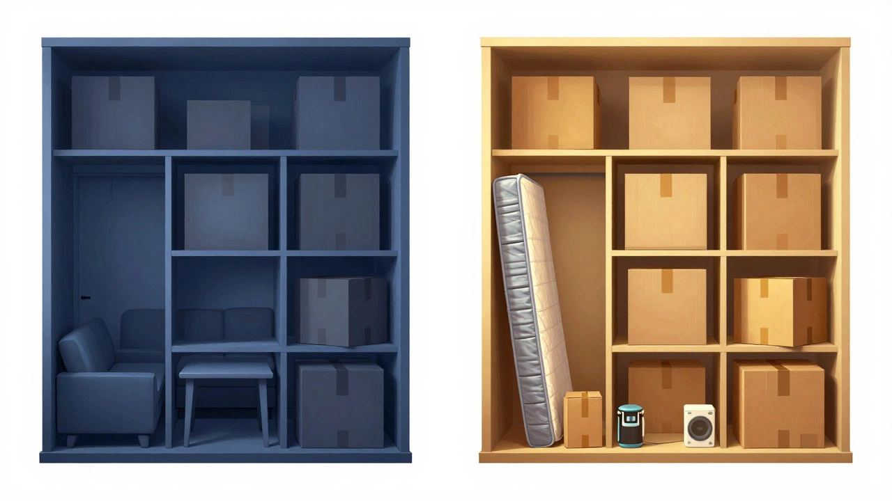 Comparison of cluttered vs efficiently packed small storage units