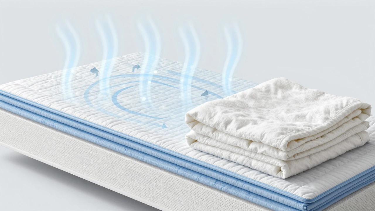 Illustration of layered bedding with airflow indicators